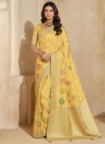 Silk Yellow Wedding Wear Weaving Saree